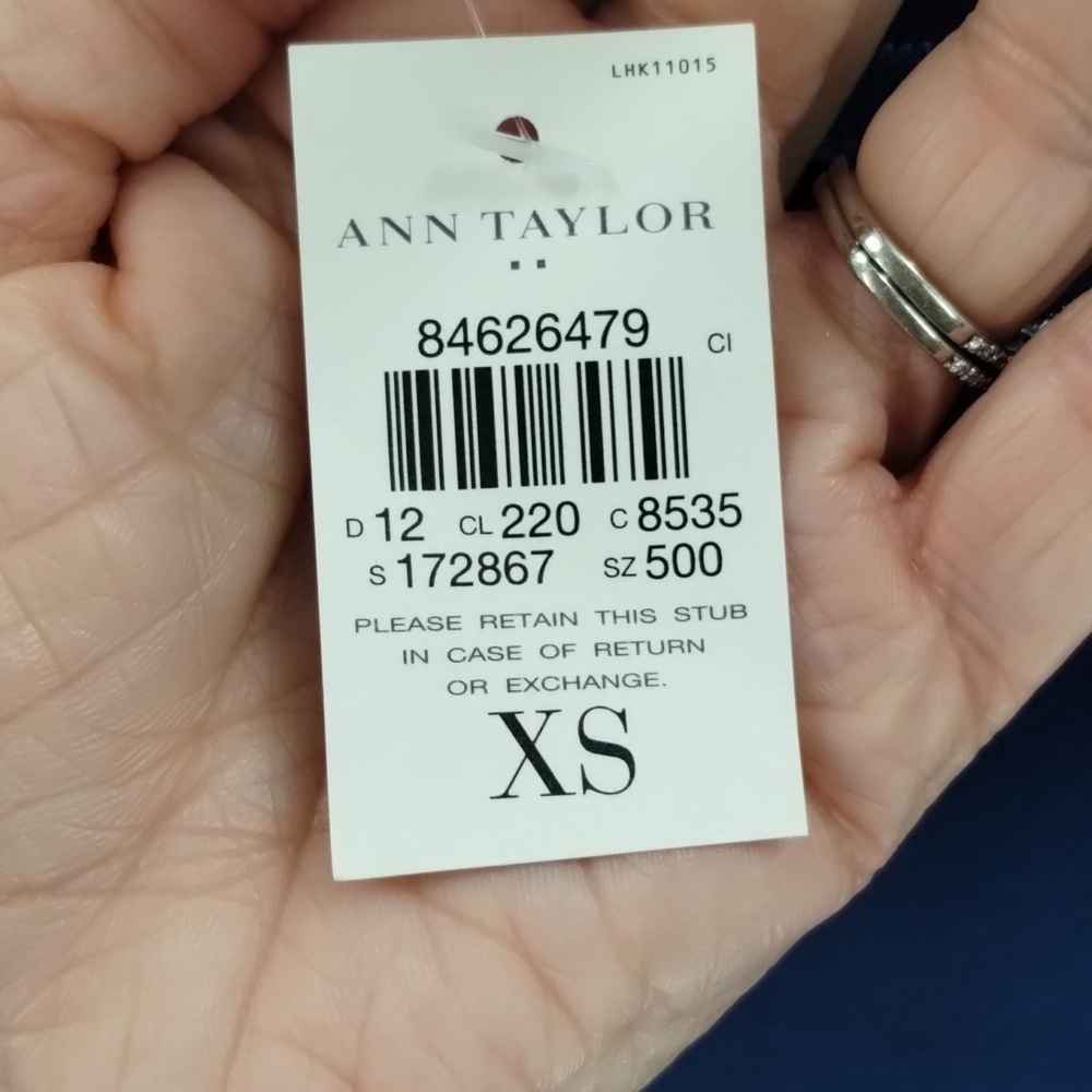Ann Taylor royal blue stretch top size XS fitted cap short sleeve Factory - Picture 5 of 9